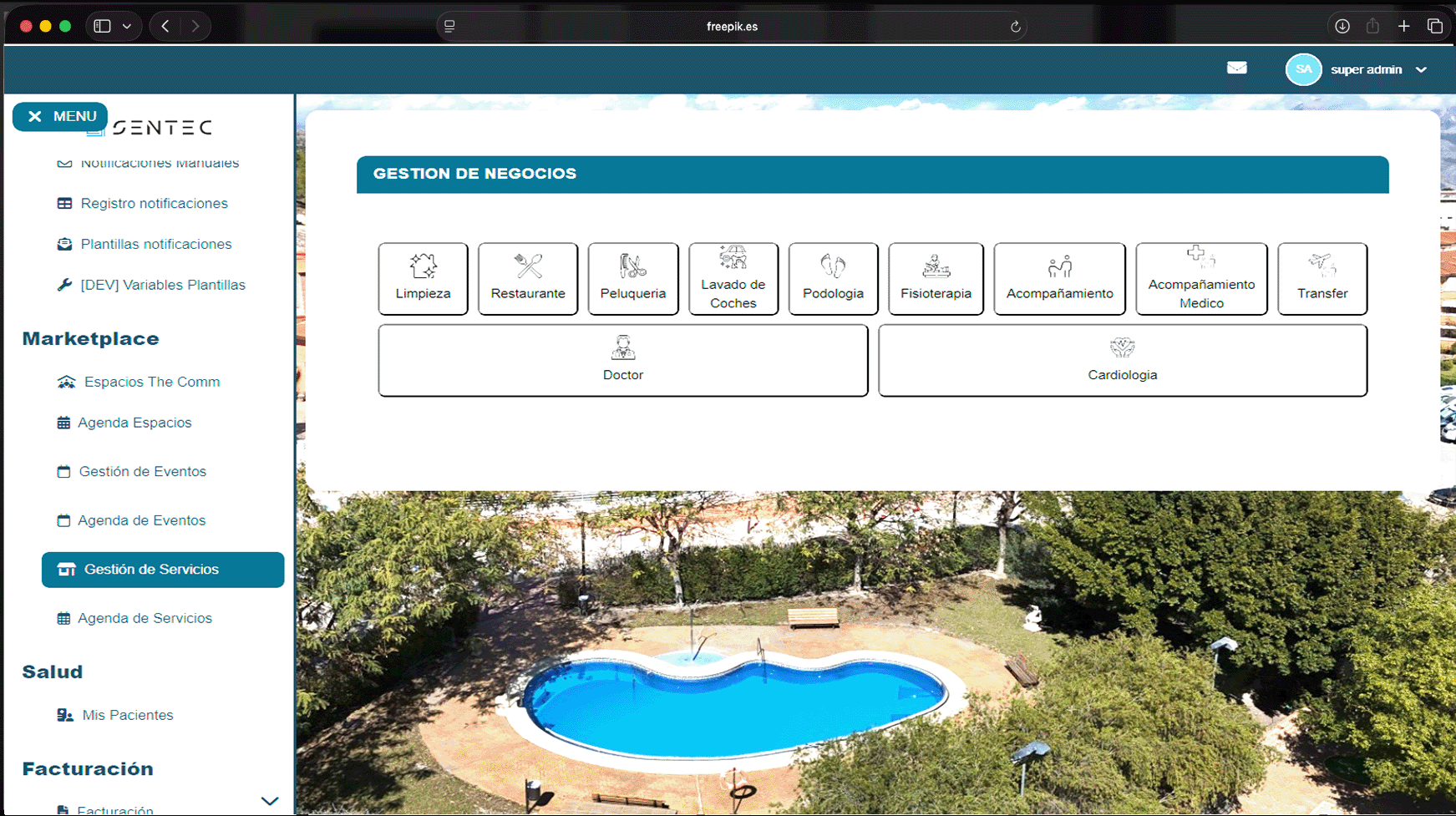Panel de administración SENTEC